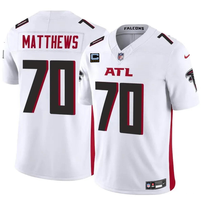 Men's Atlanta Falcons #70 Jake Matthews White 2024 F.U.S.E With 4-Star C Patch Vapor Untouchable Limited Football Stitched Jersey